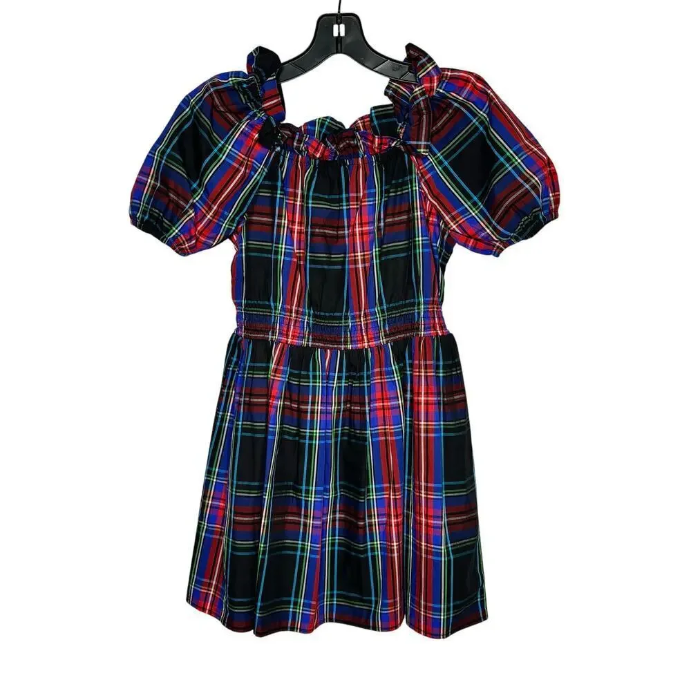J. Crew Girls Crew Cuts Stewart Tartan Holiday Puff Sleeve Dress Size 10 New